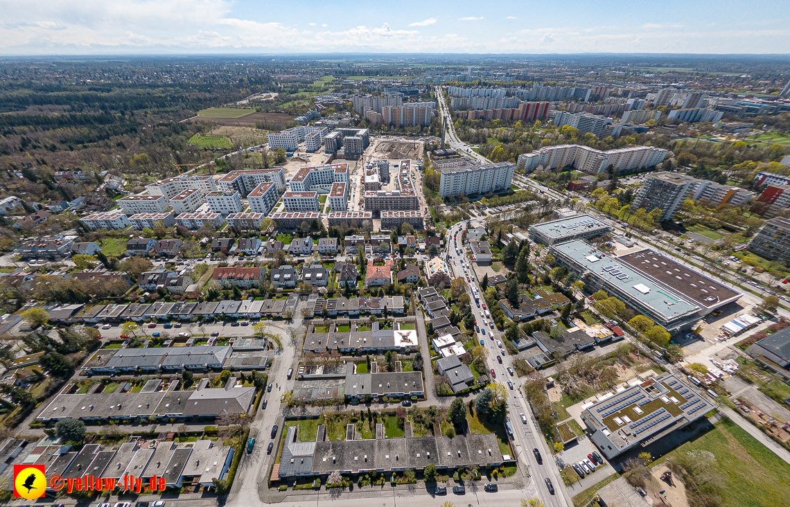 21.04.2023 - Luftbilder von der Baustelle Alexisquartier und Pandion Verde in Neuperlach